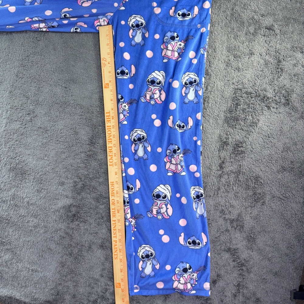 Disney Lilo & Stitch Pajama Pants Blue Spa Day Fleece Lounge Pants Womens - Picture 5 of 7